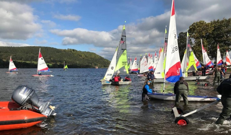 Junior sailors launching at ullswater for the BYS Regional Junior Championships in 2018