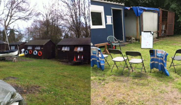 Two pictures of sheds and compound used by LRYSA before the opening of the new clubhouse. 