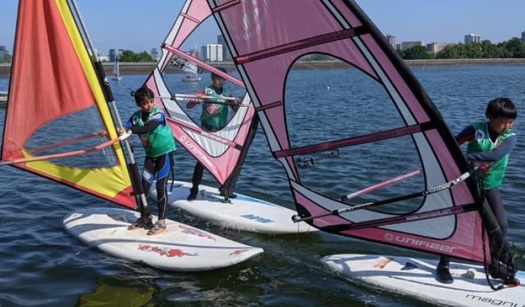 Children windsurfing at Midland SC in Birmingam