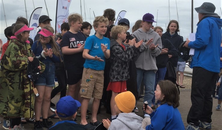 Regatta fleet prize giving at the British Youth Sailing Regional Junior Championships 2022, Draycote Water SC.