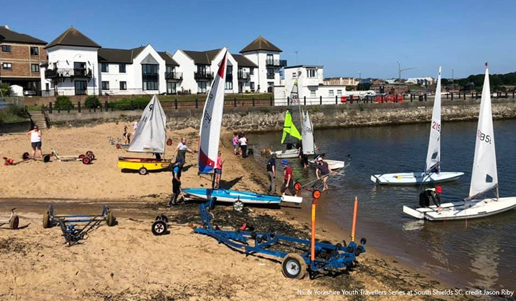 Young sailors launching for NEYYTS event at South Shields SC 2021