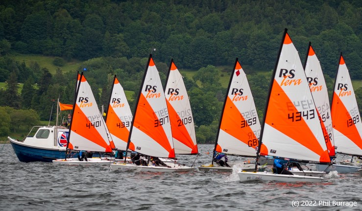 RS Tera fleet competing at the North BYS Regional Junior Championships at Ullswater YC 2022