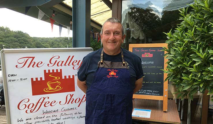 Ian Lee outside the Galley Coffee Shop at Rudyard Lake SC