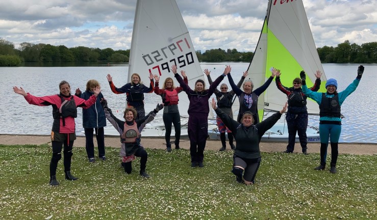 Group of Tamworth SC's female members celebrating World Sailing's Steering the Course festival celebrating women in the sport.