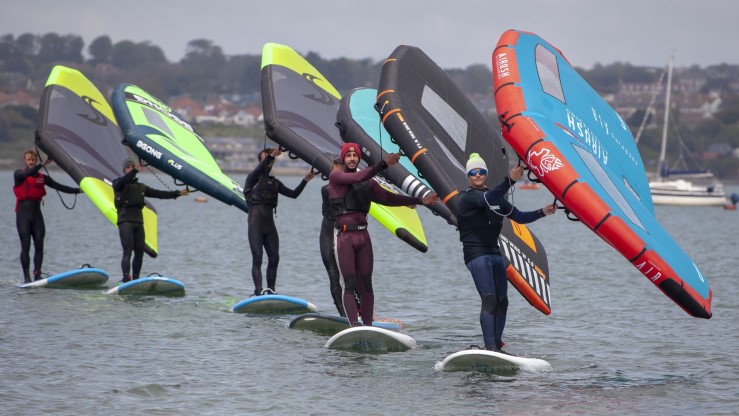 Group of people wingsurfing