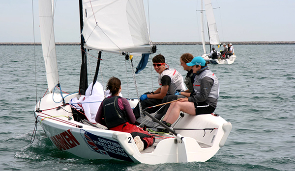 Hyde Sails Under 19 Match Racing championship boats on the water