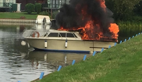 Motorboat on fire