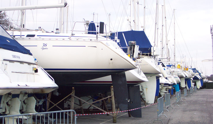 Boats on dry dock for winter