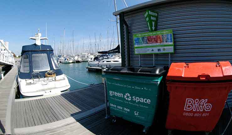 Various images for InBrief newsletter - Boat cleaning, fuel collar and recycling point