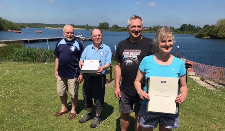 Volunteer Awards at Maidenhead - L-R Steve Smith from the LSE regional team who presented the awards, winners Malcolm Brown, Jeff and Julie Maidment