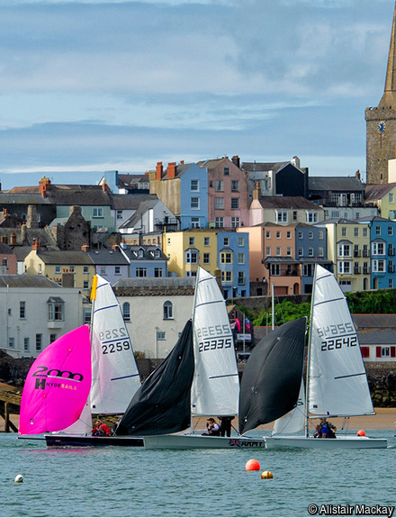 Tenby Harbour with colourful dinghies