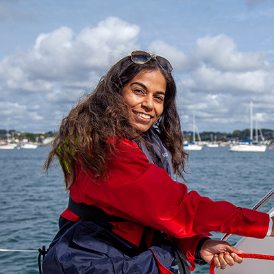 Young woman sailing 