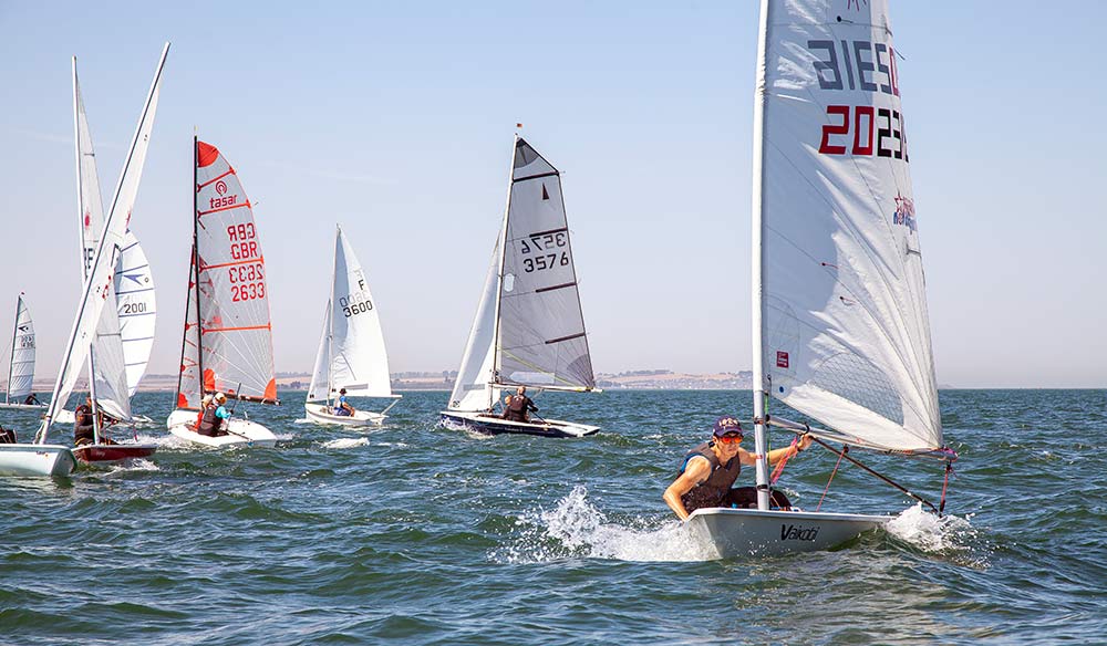 wide shot of sail racing 