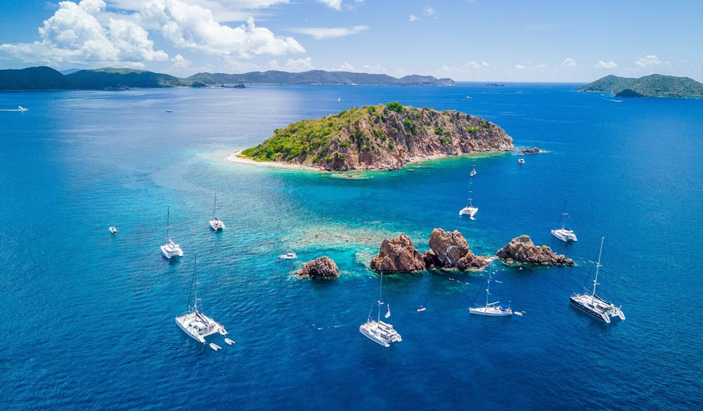 Sunsail boats at anchor Caribbean