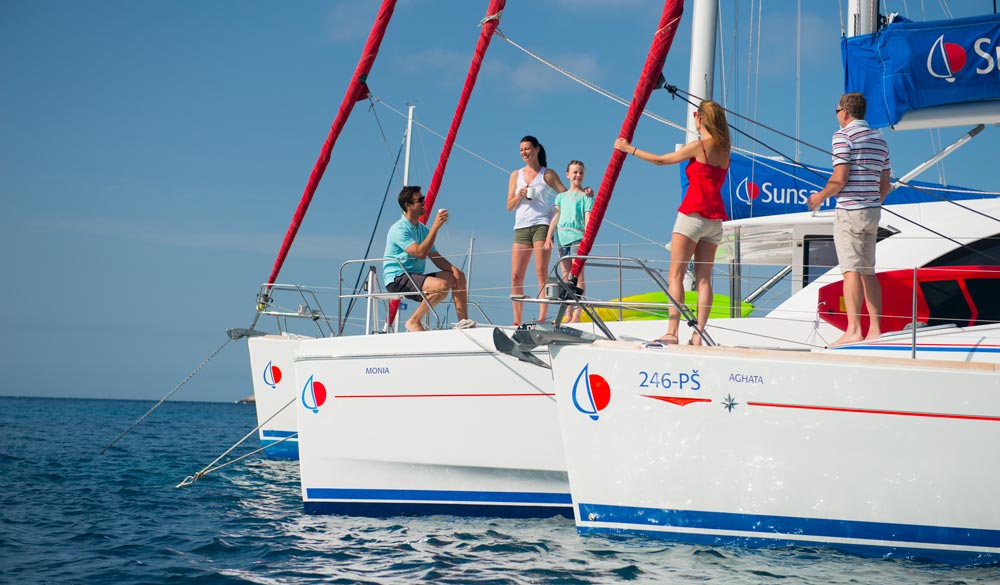 Sunsail flotilla guests socialising 