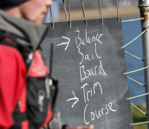 chalk board with training instructions