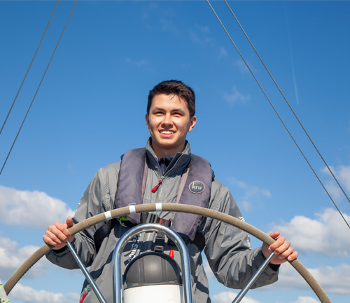 Person steering the boat