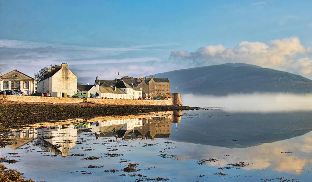 wide shot of Inveraray Loch Fine Argyll Scotland