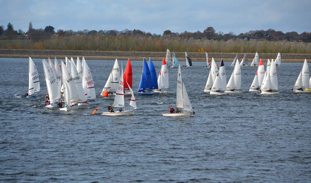 Fleet of dinghies racing