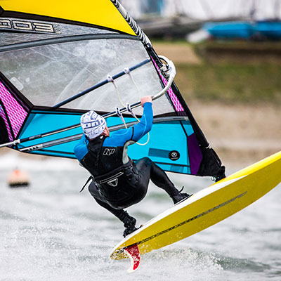 dynamic shot of a wind surfer