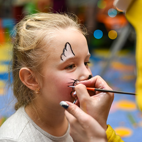 closeup of fun face painting for the kids