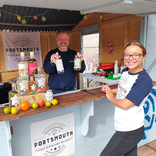posed shot of tasty cocktails with rum shack and Portsmouth distillery 