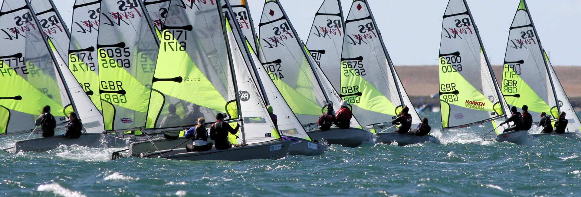 Regional junior sailing fleet competing on the water