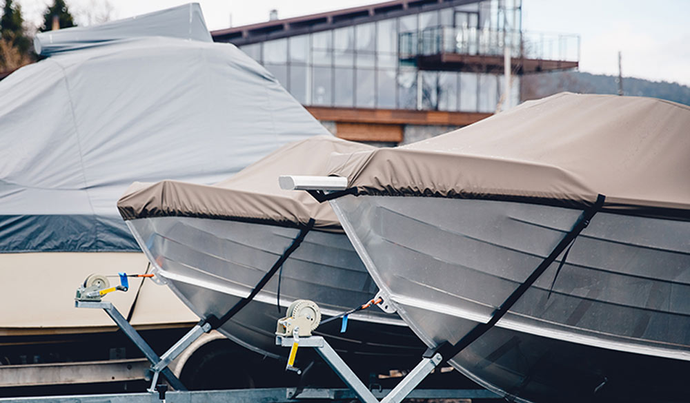 boat covered with tarp