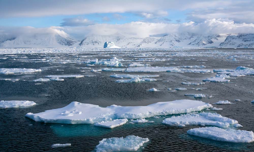 Melted ice caps of the arctic