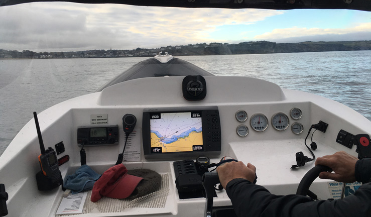 wide shot of boat navigation equipment 