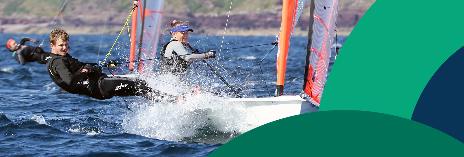 Dinghy sailors on the open sea