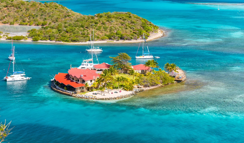 Island with boats