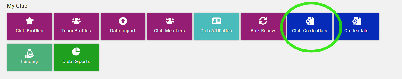 club profile credentials