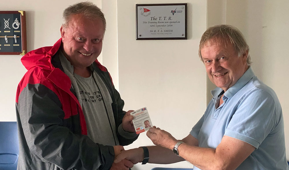 Dave being presented with his certificate by Club President, Peter Bramley