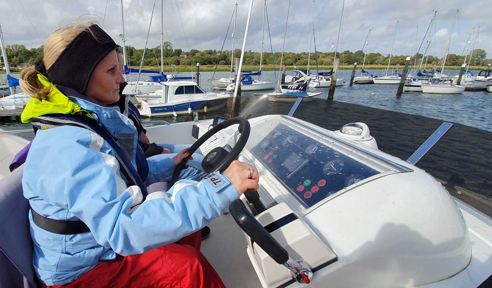 Justine on the motor cruising course