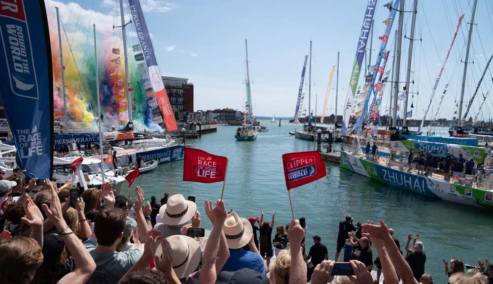 Crowd at the start of clipper race
