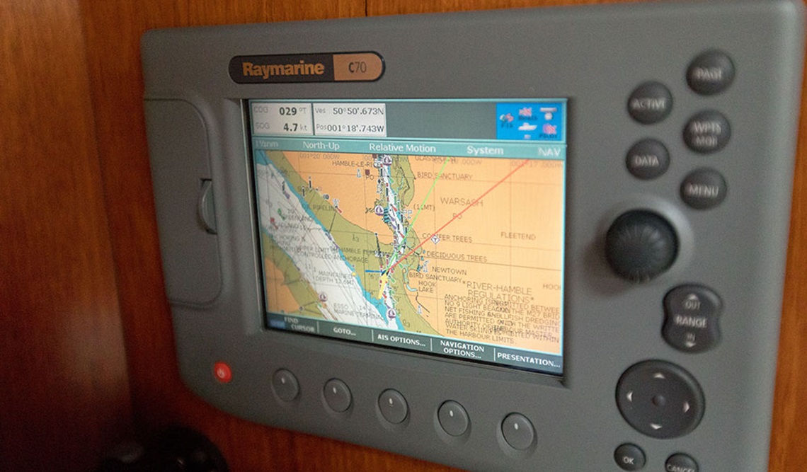close up of boat navigation GPS 