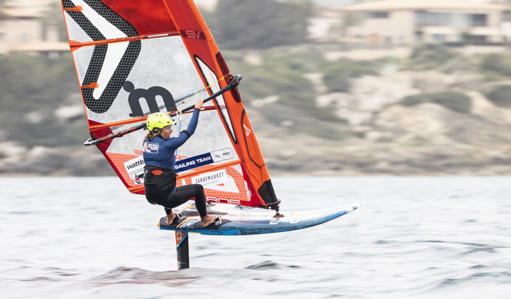 mid shot of wind surfing style=