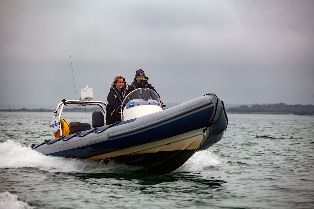 Powerboat RIB in winter 