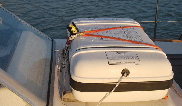Wide shot of boat safety equipment box 