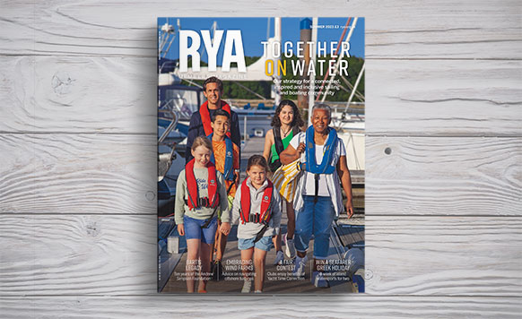 cover of the RYA magazine for summer 2023 using the new branding