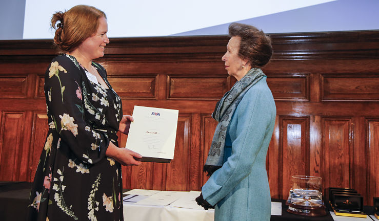 Jane Hill receives her award from HRH The Princess Royal