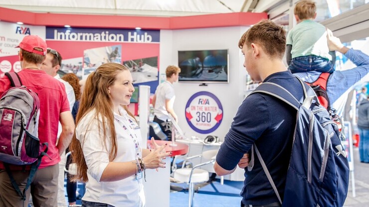RYA experts speaking to customers on the stand