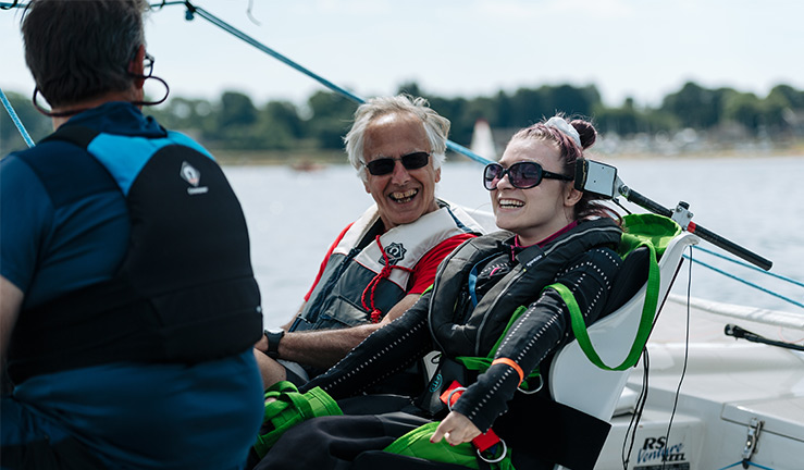 Millie Evans sailing using a head switch