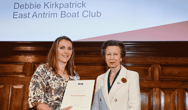 Debbie Kirkpatrick receiving her Outstanding Contribution Award from Her Royal Highness Princess Anne 