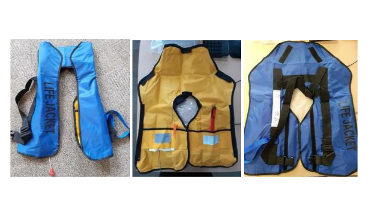 Front, inside and back of life jacket recalled by the Office for Product Safety and Standards.