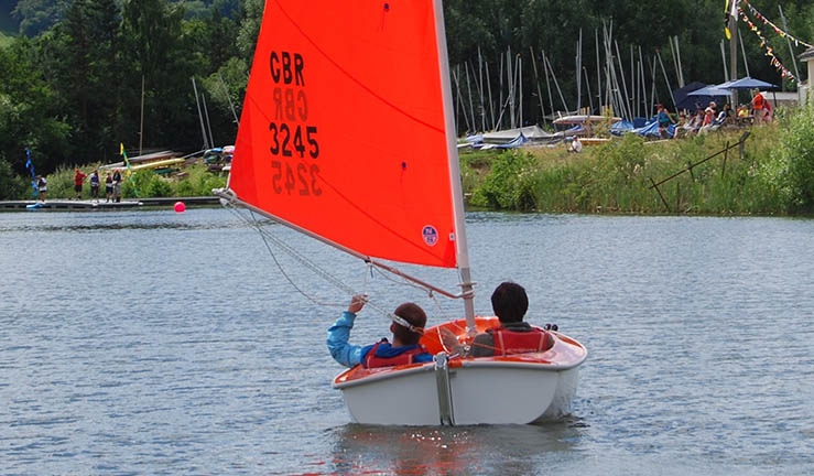 A Sailfree (Sailability) boat on the water at Otley SC