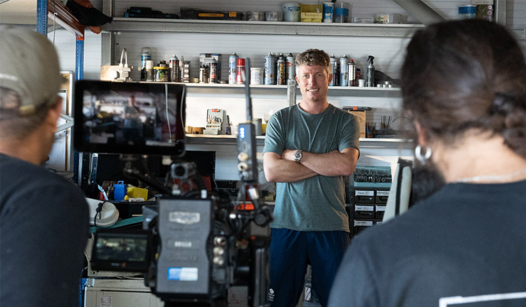 Stu Bithell speaking to the documentary film crew