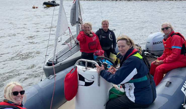 Members of Exe Sailing Club's Girls Go Sailing group out on a RIB