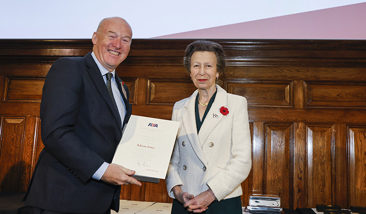 Adrian Jones is presented with an RYA Volunteer Award by HRH The Princess Royal, credit Paul Wyeth RYA